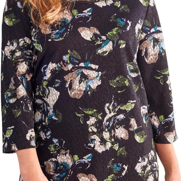 Floral Black and Blue Women's Top - Picture 1 of 5